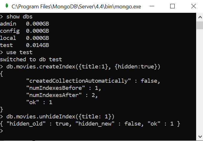 MongoDB Unhide Index