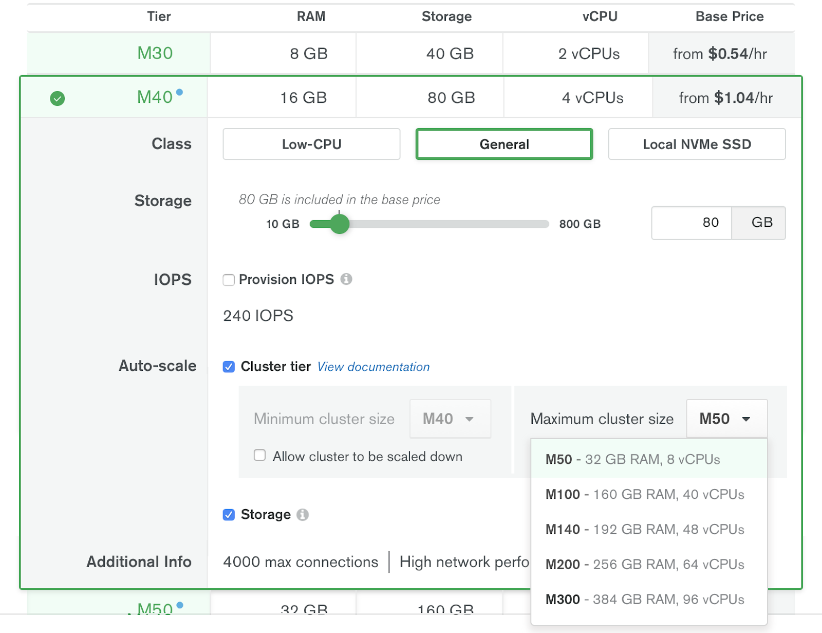 Auto Scaling a cluster in MongoDB Atlas