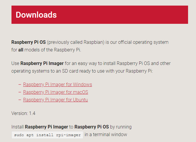 Download Raspberry Pi Imager