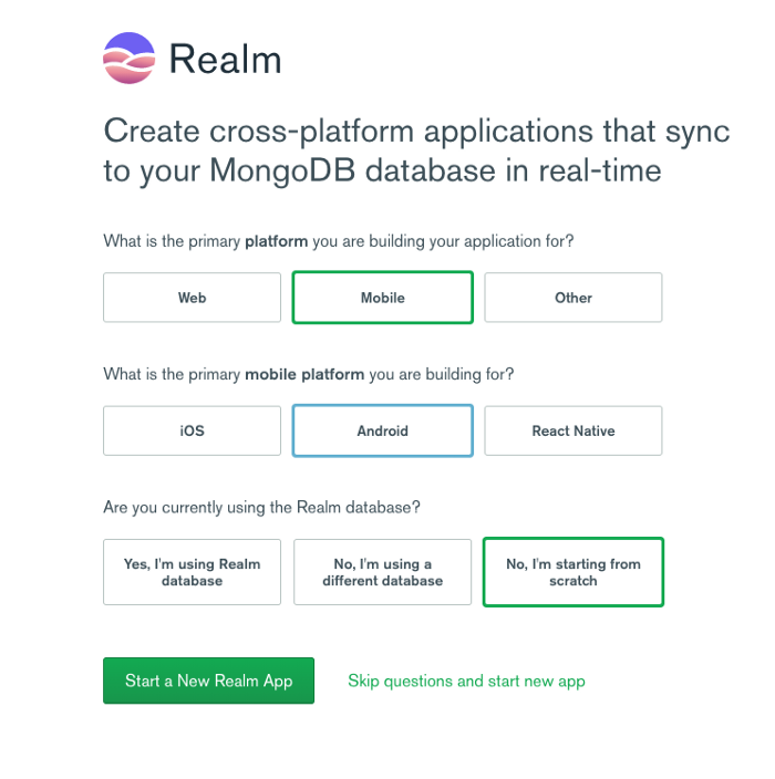 setting up a Realm application
