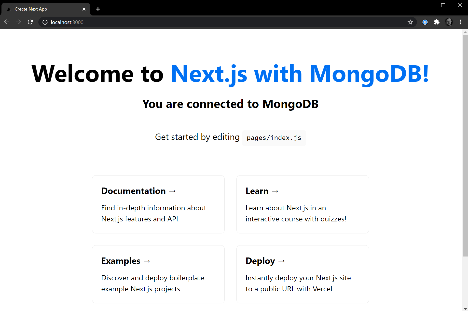 NextJS with MongoDB Connected