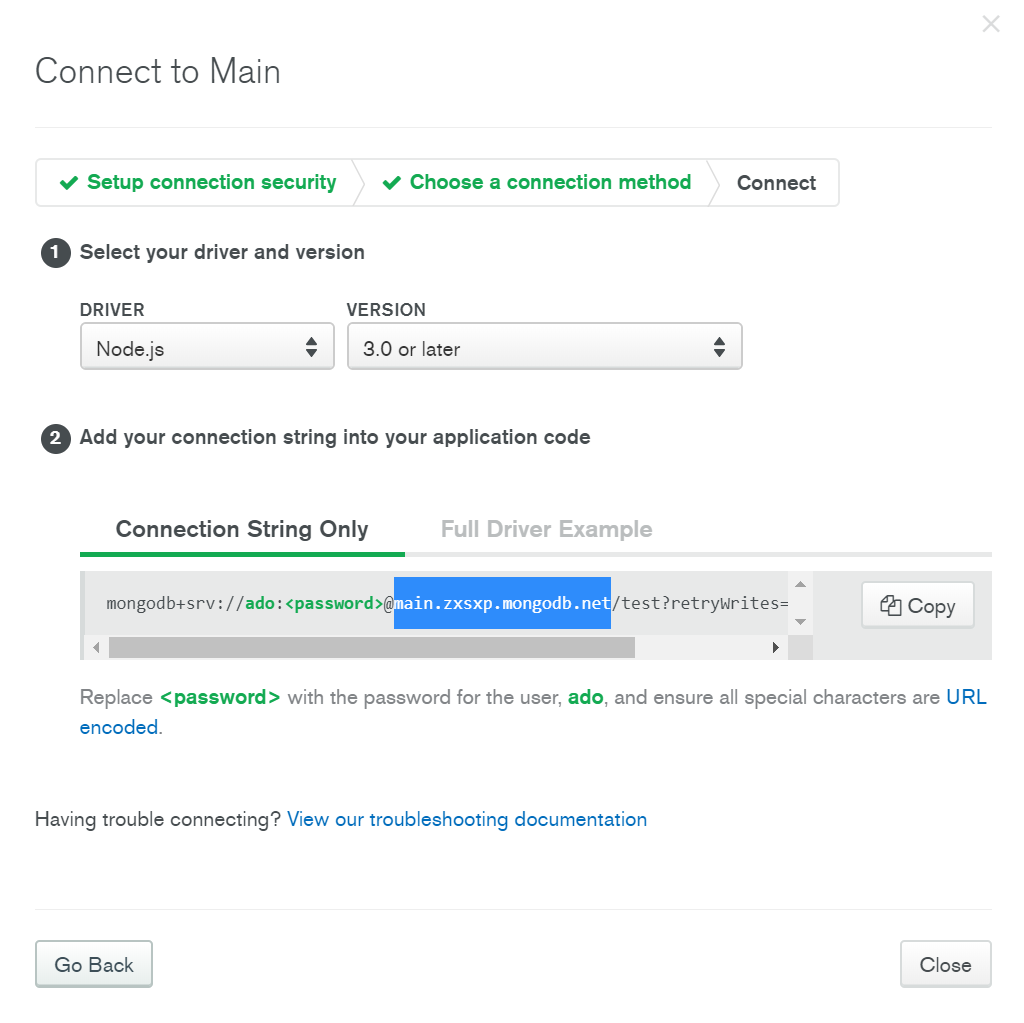 MongoDB Atlas Connection String