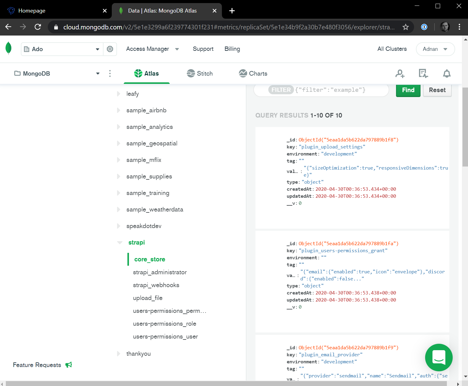 Strapi MongoDB Collections