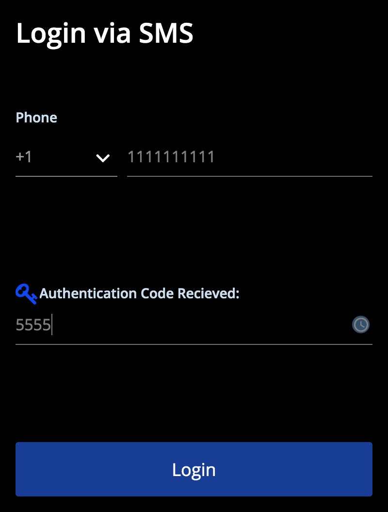 Login view for SMS auth