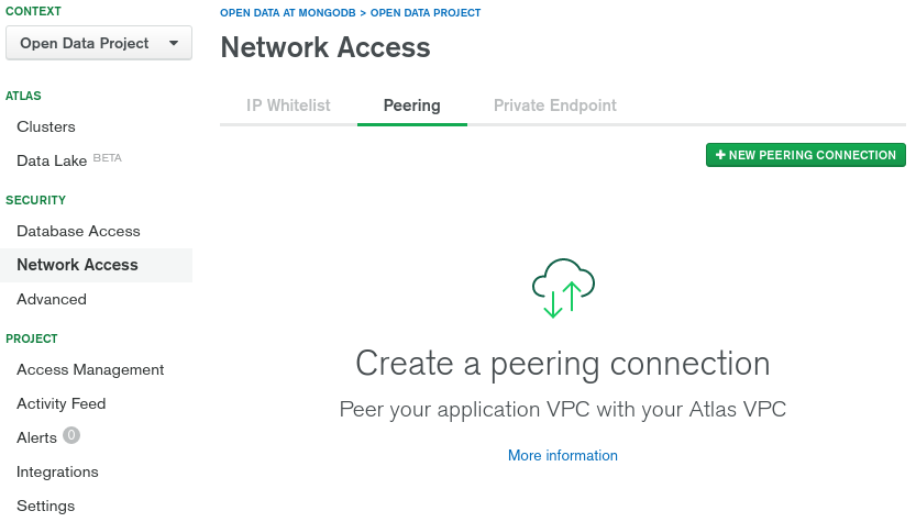 Create new peering connection