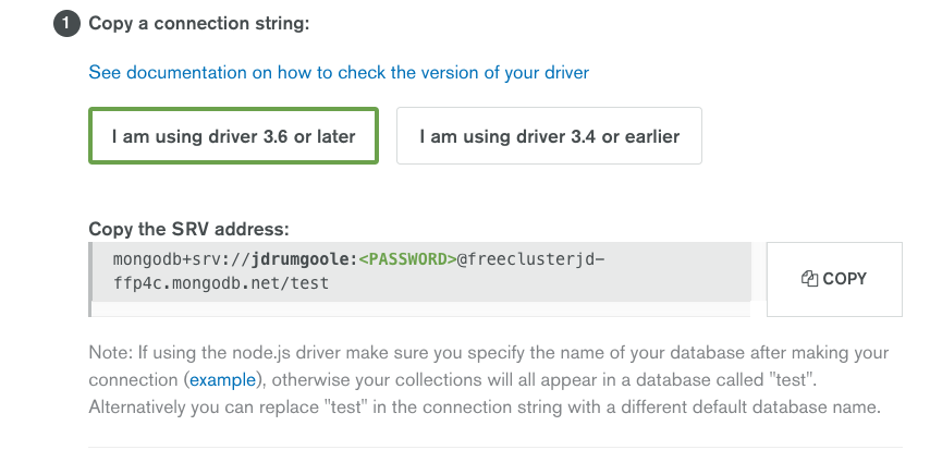 MongoDB SRV connection string