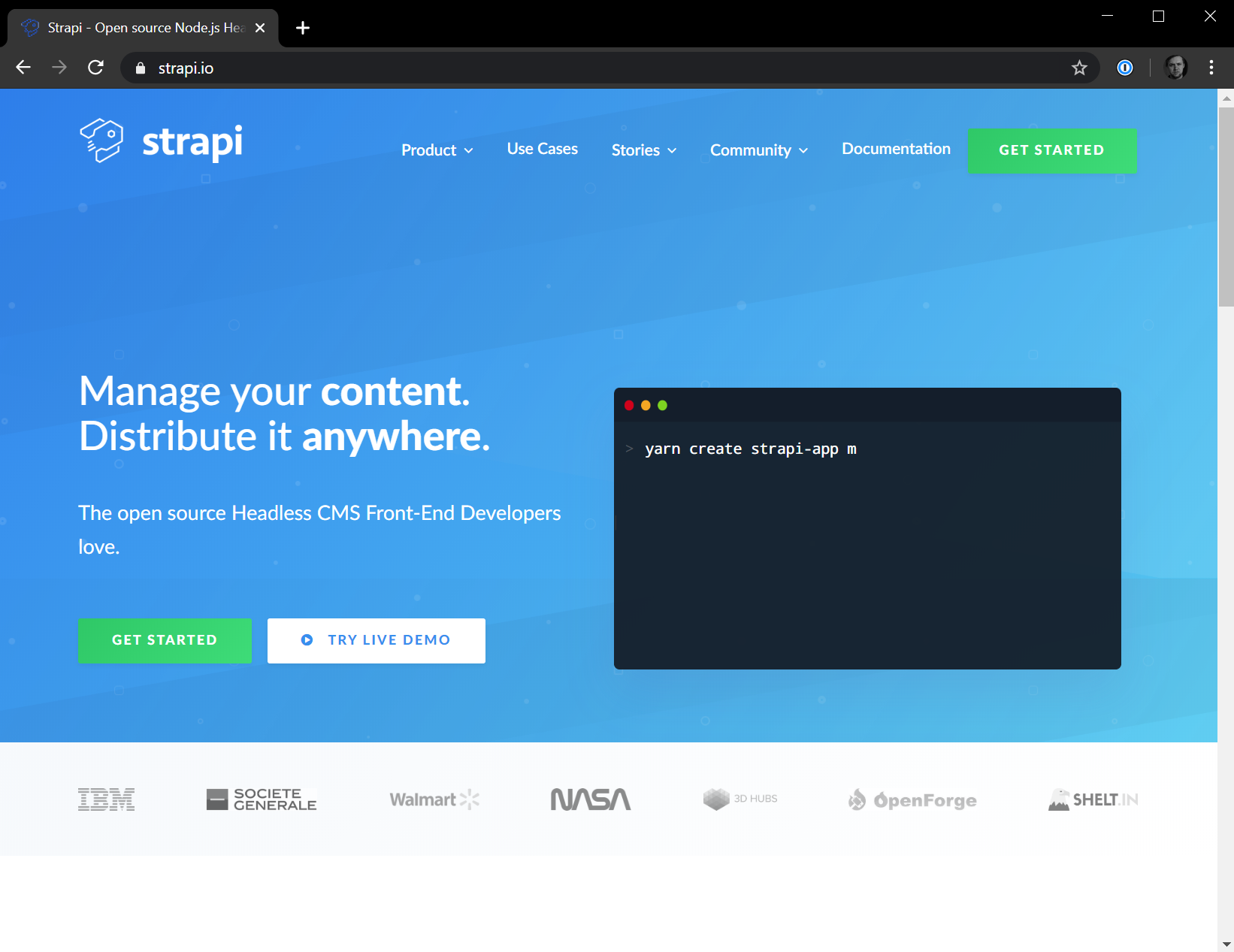 Strapi Homepage
