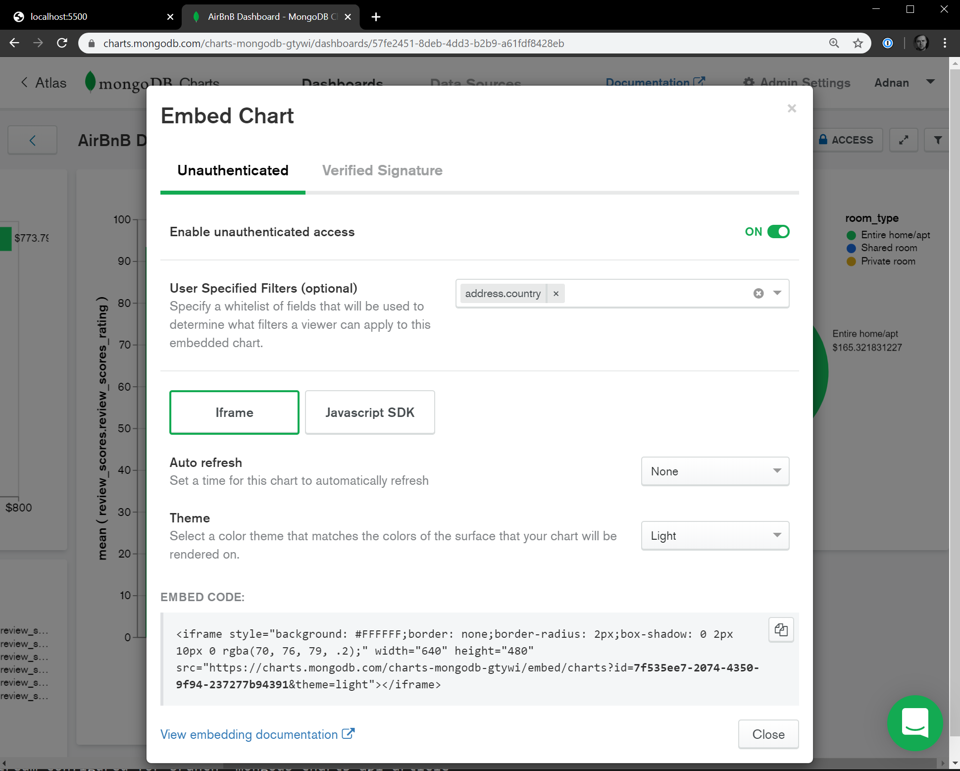 User Specified Filters in MongoDB Charts