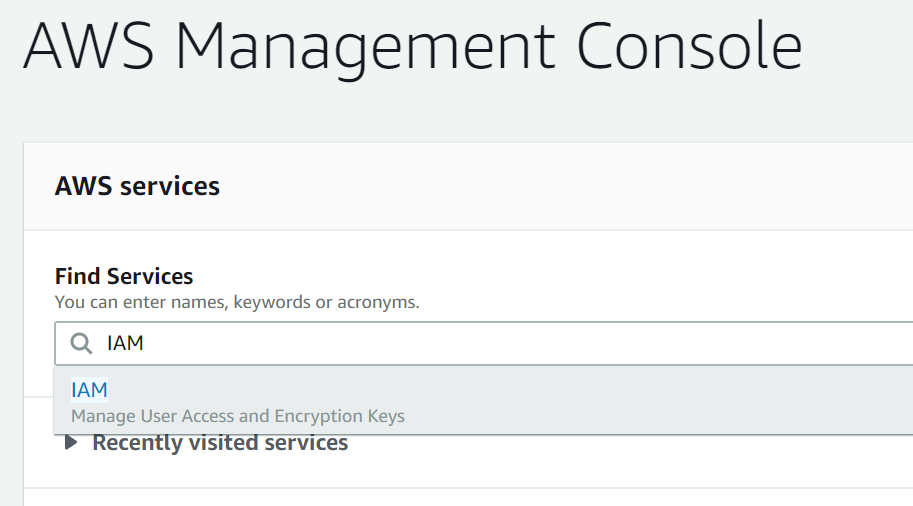 "AWS Management Console Search"