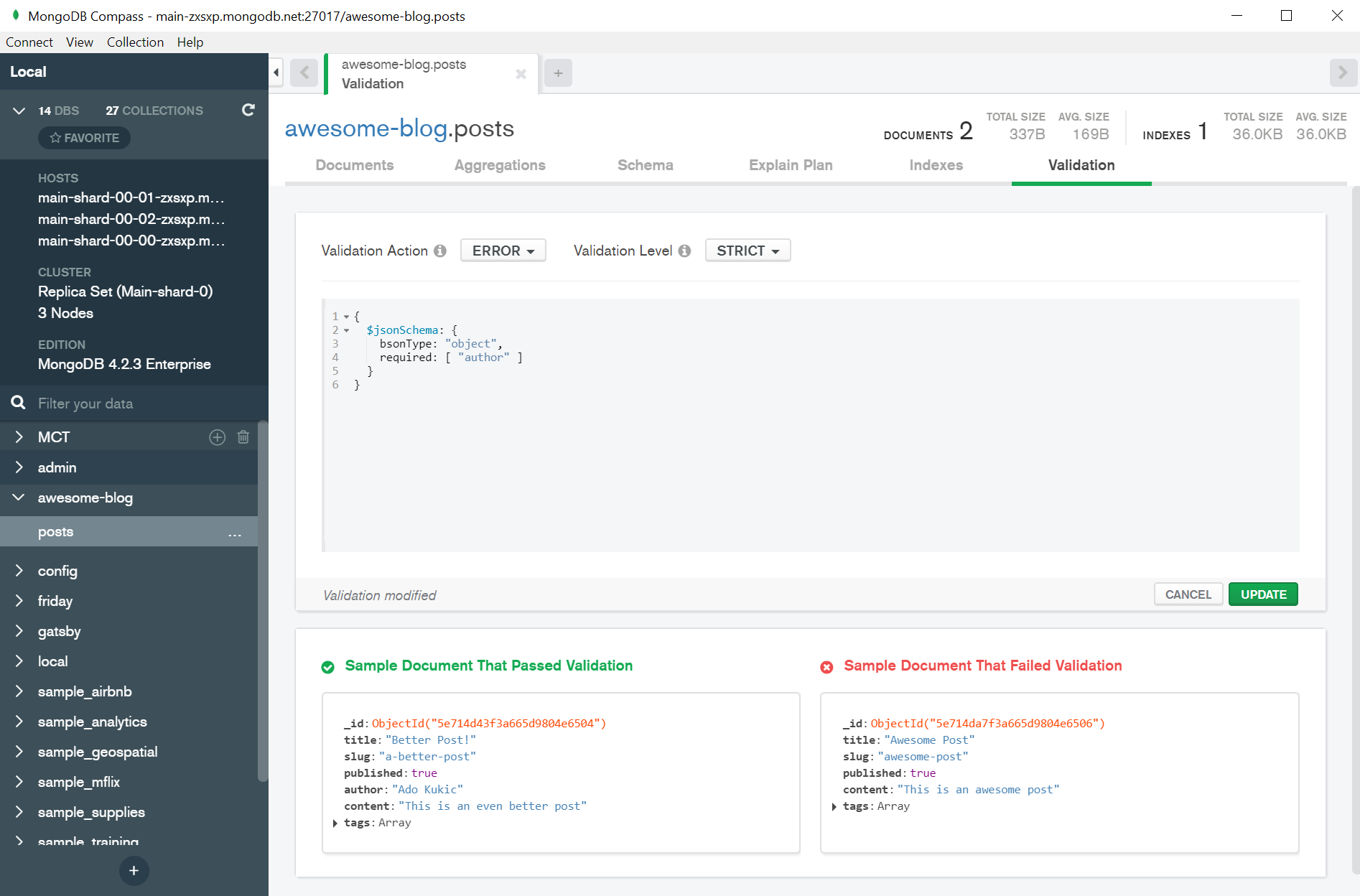 Invalid Document Schema